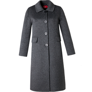 羊毛羊绒大衣女长款秋冬新款高端时尚厚实双面呢大码妈妈毛呢外套