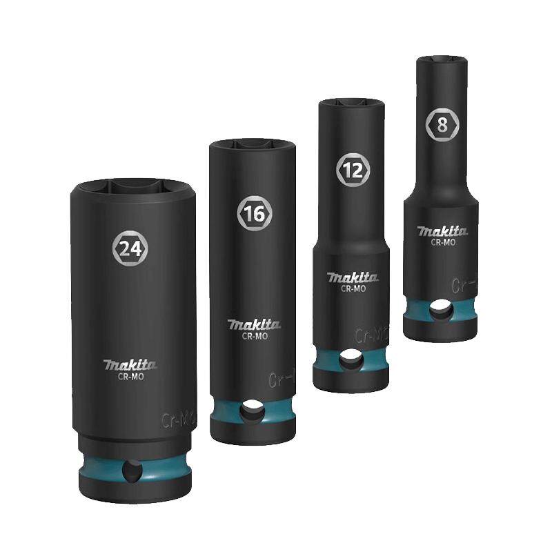 makita牧田1/2六角套筒加长型8-32mm电动扳手小风炮空心套头扳手