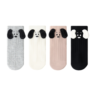 小龙人无骨婴儿袜子a类男女宝宝袜秋冬款春秋季儿童可爱黑白棉袜