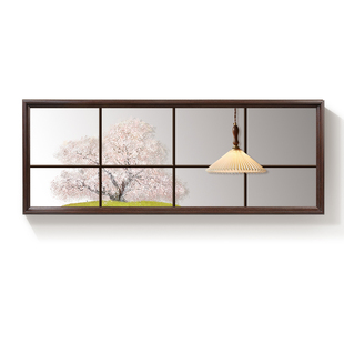 中古风客厅背景墙装饰画法式复古餐厅横版镜子挂画小众高级感壁画