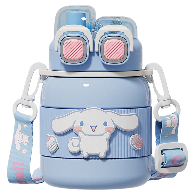 库洛米儿童保温杯316上学专用吸管水杯大容量双饮学生高颜值水杯