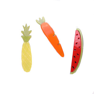 Firefly韩国儿童水果图案长发夹发梳可爱女童鸭嘴夹刘海边夹头饰