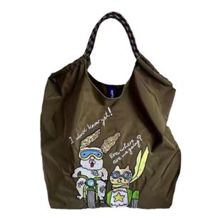 ball chain环保购物袋高圆圆同款旅行刺绣包尼龙帆布包斜挎包女包