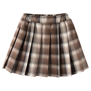 森马儿童短裙2024新款百褶裙学院风JK裙冬季撞色格纹裙子女童时尚