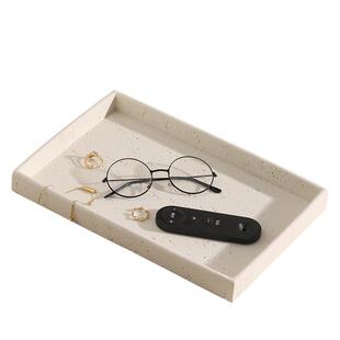 米白洞石浴室托盘洗手台卫生间台面洗手液牙杯漱口杯洗漱台置物架