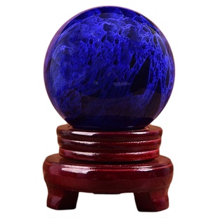 批发蓝色水晶球摆件海蓝宝转运球蓝水晶原石打磨客厅玄关家居礼品