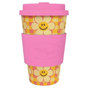 wiggle wiggle咖啡杯随行杯随手杯竹粉杯笑脸方格环保吸管水杯