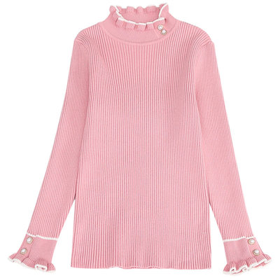 女童毛衣一体绒纯色打底2025秋冬