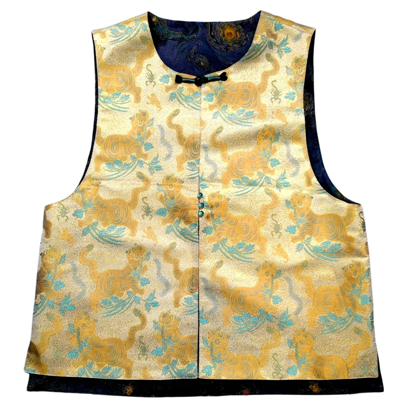 【星空老虎马甲】虎镇五毒宋锦100桑蚕丝香云纱花罗莫奈星空dz132