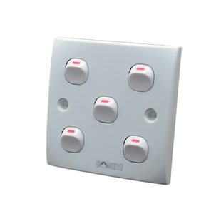 松易5位开关面板五开单控插座墙壁电源按钮老式86型暗装出租屋