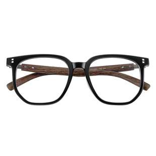 男生黑框眼镜近视可配度数定制高级感复古眼睛架专业配镜木纹大框