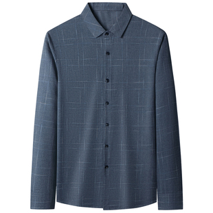 罗蒙加绒衬衫男长袖冬季保暖格子纯棉衬衣中年宽松加厚条纹爸爸装