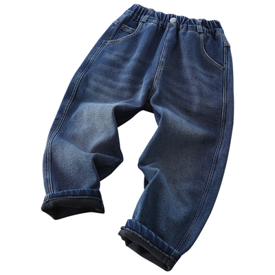 冬季加厚儿童加绒牛仔裤帅气
