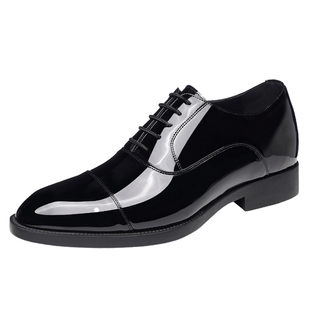 老人头皮鞋男士内增高男鞋商务正装真皮德比鞋增高6CM结婚新郎鞋