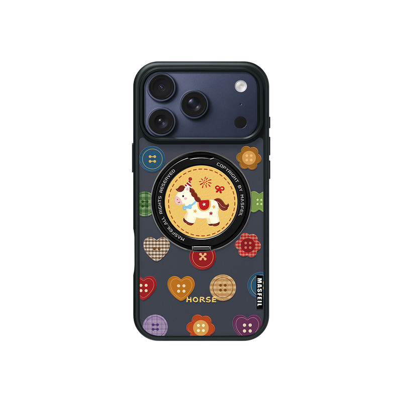 ZHIZHE×小马纽扣适用苹果17promax手机壳iPhone16pro新款磁吸带支架ip15全包Fo5支点高级感17可爱套新年