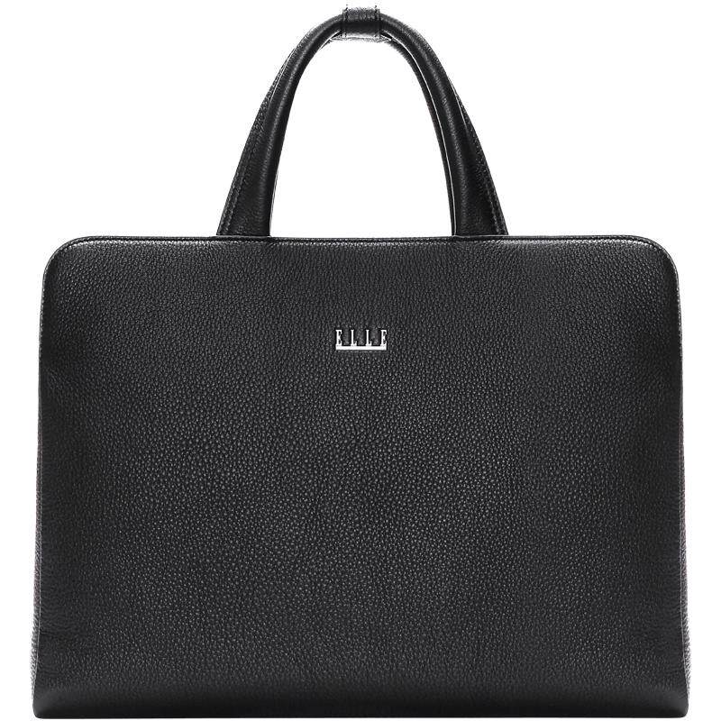 ELLE HOMME品牌男包真皮手提包商务包横款简约轻便公文包男款挎包
