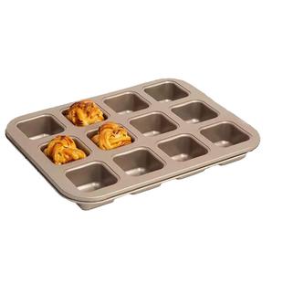 12连方形迷你磅小吐司面包模具烘焙家用烤小土司蛋糕烤盘磨具圆形