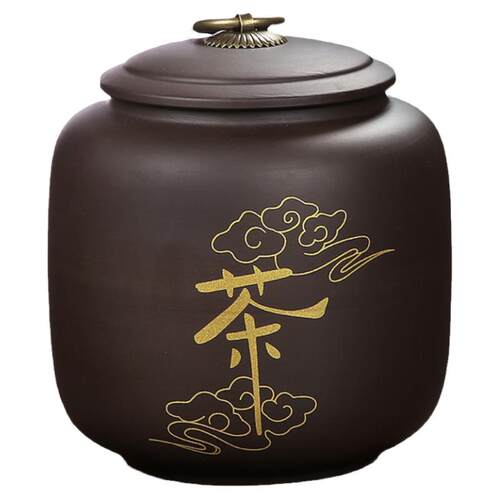紫砂茶叶罐花茶白茶散茶罐普洱罐防潮密封储存罐复古家用茶具配件