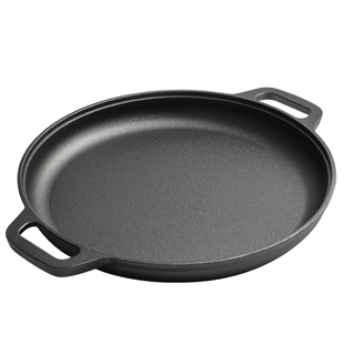 加厚煎饼锅双耳铸铁平底锅无涂层鏊子手抓饼生铁家用烙饼锅不粘锅