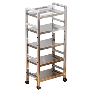 加厚不锈钢厨房落地多层置物架冰箱侧夹缝储物架微波炉锅具收纳架