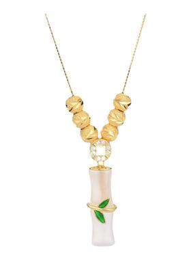 玉髓竹节S925银项链复古车花银色转运珠节节高升吊坠有你足够银饰