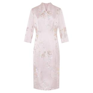 BBLLUUEE/粉蓝衣橱春秋装新款改良新中式精致提花V领礼服连衣裙女