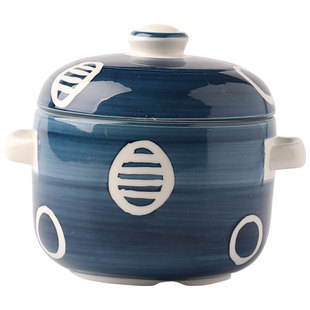 川岛屋小炖盅陶瓷一人份隔水炖罐汤盅带盖家用煲汤蒸蛋燕窝专用碗