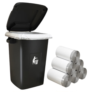 手提式抽绳垃圾袋大号特厚商用餐饮酒店户外超特大塑料袋60x80cm