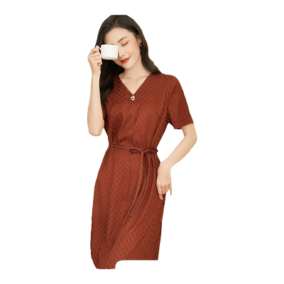 乔万尼真丝连衣裙高级感女夏季年新款重磅提花桑蚕丝收腰EF2E332