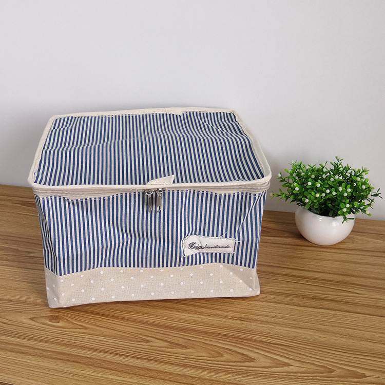 ZAKKA棉麻日式条纹拉链布收纳框艺玩具箱篮脏衣物外贸桶衣