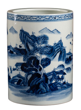 青花瓷手绘陶瓷笔筒景德镇书房