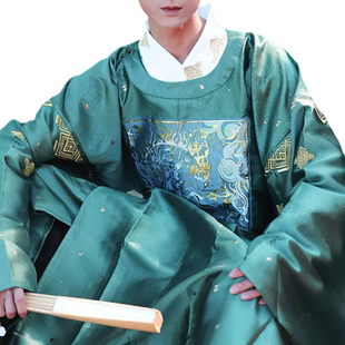 【如梦霓裳丨混沌】唐制汉服男装圆领袍暗纹织金青蓝中长款春秋季