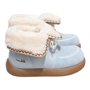 回力雪地靴女款2026冬季新款女鞋加绒加厚保暖翻毛高帮靴厚底增高