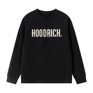 HOODRICH黑色字母LOGO印花圆领卫衣男秋季新款基础休闲百搭上衣