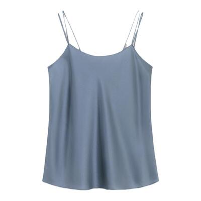 【重磅真丝】OVV秋冬热卖女装20MM缎面绉斜裁双肩带吊带