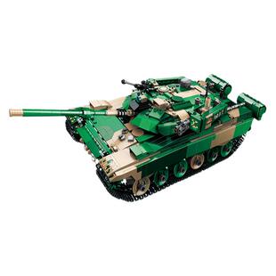启蒙积木96B主战坦克大国重器军事模型奇妙儿童拼装益智玩具礼物