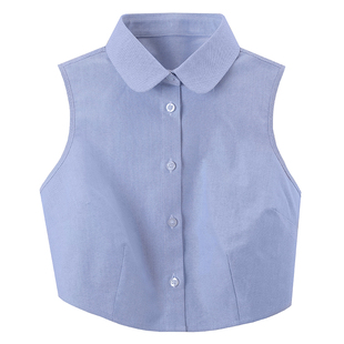 2026年新款蓝色纯棉假领子女高档衬衫假领女士春秋衬衣领装饰衣领