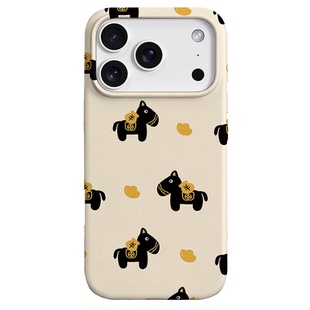 马年限定款原创简约白马上有钱适用苹果17PROMAX菲林手机壳iphone16plus软壳15招财14可爱全包二合一新年卡通