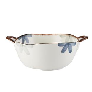 日式釉下彩高颜值陶瓷大号双耳泡面汤碗家用汤盆高级感螺蛳粉大碗