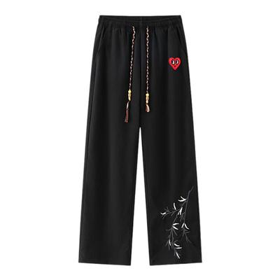 查尔斯桃心新中式竹子休闲长裤