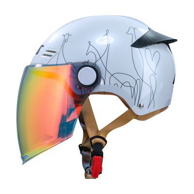 半盔女四季通用加长加大镜片挡风
