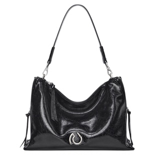 Cnoles蔻一晴川包包女新款油蜡牛皮通勤托特包女大容量斜挎hobo包