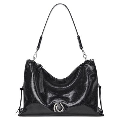 Cnoles蔻一晴川包包女新款油蜡牛皮通勤托特包女大容量斜挎hobo包