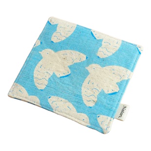 Naian手作老粗布土布双面印花飞鸟波点文艺杯垫蓝色紫色隔热垫