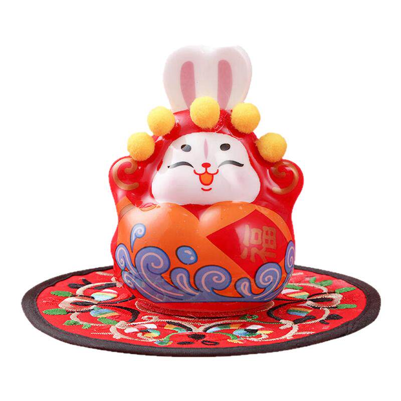 兔爷兔年吉祥物摆件老北京陶瓷兔儿爷泥塑兔爷兔奶家居装饰品