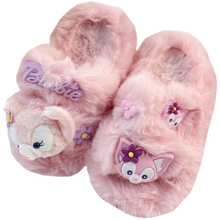 女童拖鞋冬款2025年新款防滑踩屎感冬天室内毛毛外穿洋气网红爆款