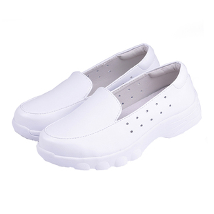 雷阵雨夏季新款护士凉鞋洞洞真皮舒适镂空透气平底小白鞋透气