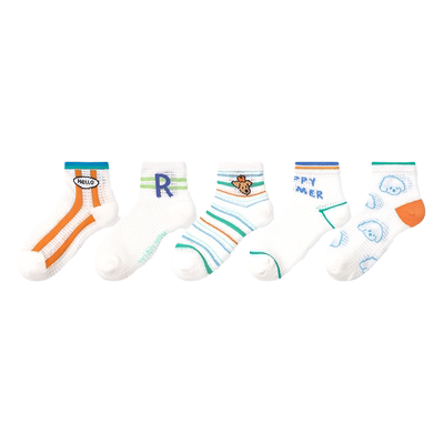 儿童袜子夏季薄款网眼透气船袜男童夏天超薄短袜宝宝可爱卡通棉袜