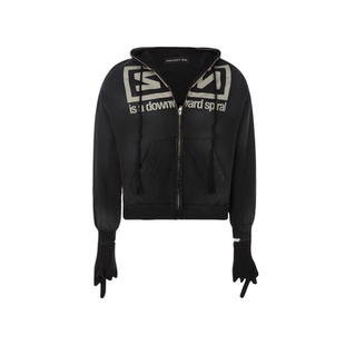 GRAILZ PROJECT潮牌连肩二合一手套开衫做旧卫衣高街美式休闲外套