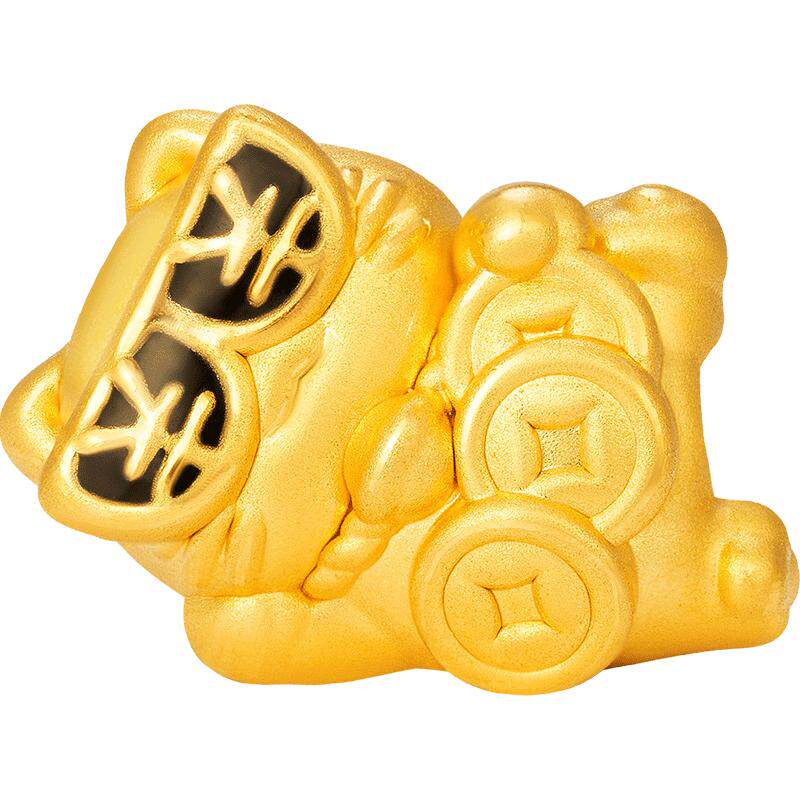 明牌珠宝5D硬金金币猫猫串珠